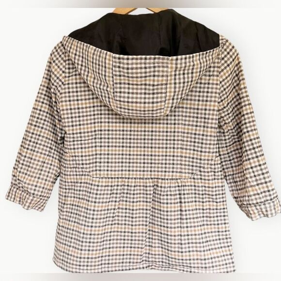 Volcom 3/4 Sleeve Button Up Brown Plaid Hooded Lined Coat. Jacket. Small. - Picture 3 of 7